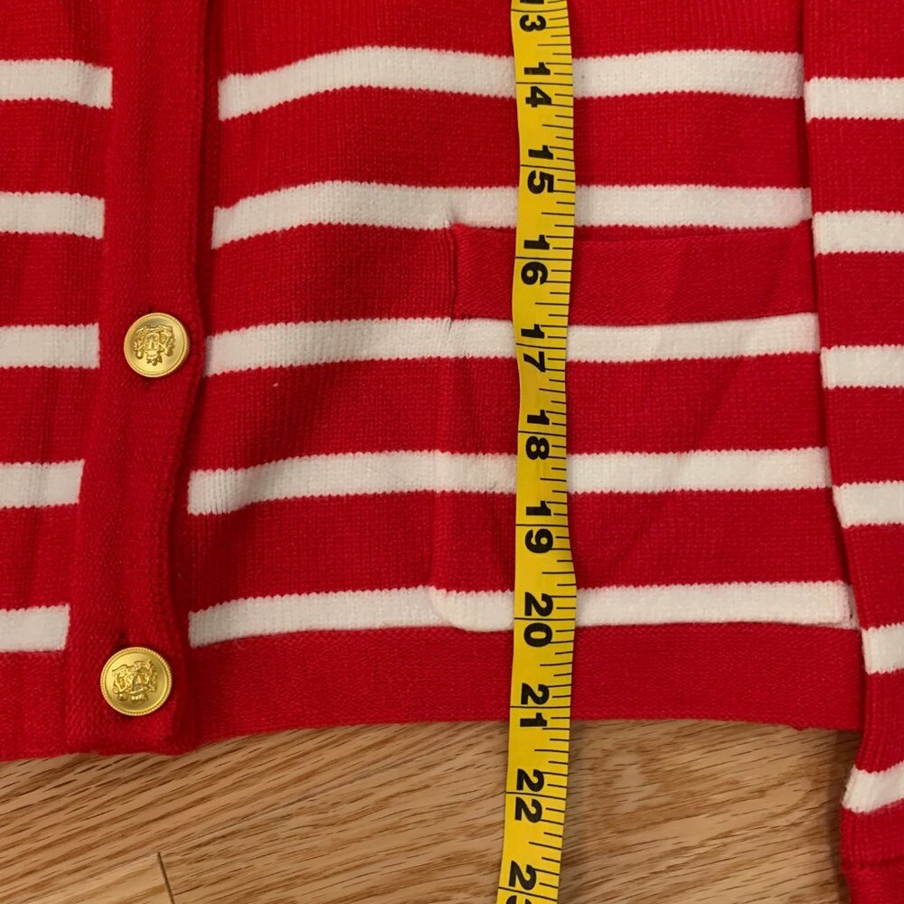 NWT LILLUSORY RED & WHITE STRIPE CARDIGAN SM - Picture 6 of 9